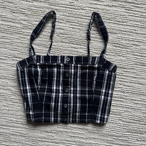 Black and white plaid corset crop top